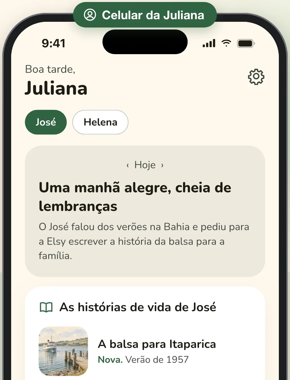 O celular da Juliana, filha do José: um breve resumo da manhã dele e as histórias que ele enviou para ela